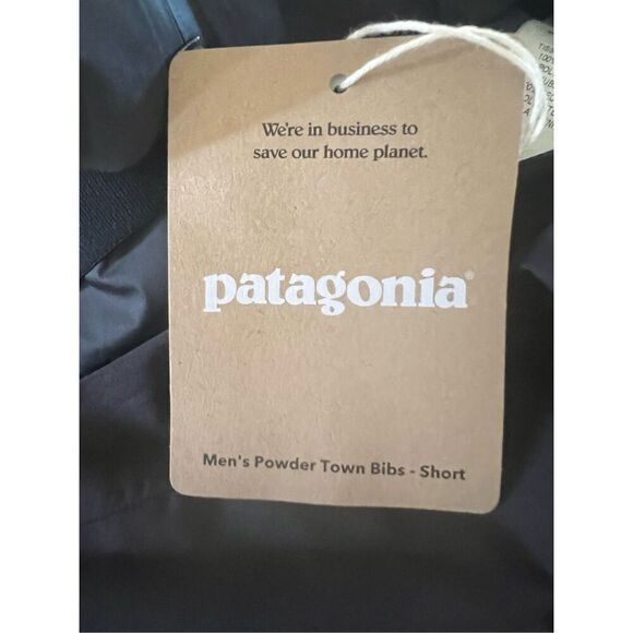 Patagonia Men's  Black Square Neck Powder Town Bibs Short Size Small NWT - Picture 7 of 8